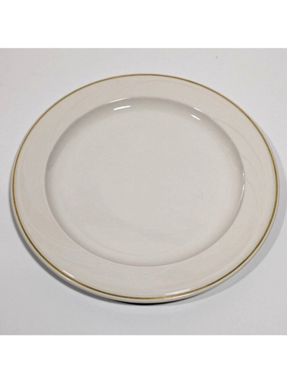 Syracuse China White Ceramic Plate Gold Trim Elegant Design Dinnerware